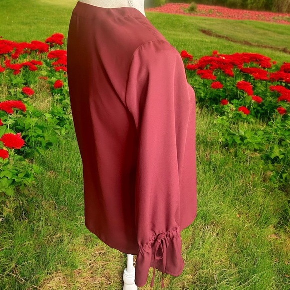 NWOT J. Crew Factory Mercantile Burgundy Red ‘Bow-Sleeve’ Top Size 4 - Picture 9 of 14
